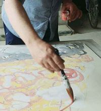 peter keizer painting ceramic tile china brush studio